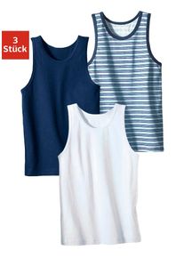 H.I.S. H.I.S Kinder Unterhemd, Gr. 92, blau, Jersey, Obermaterial: 100% Baumwolle, gestreift, unifarben, basic, Unterhemden, cooler Uni-Streifen-Mix