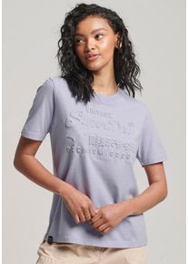 Superdry Damen Rundhalsshirt "EMBOSSED VL T SHIRT", lila, modisch, Gr. S, unifarben, Jersey, Obermaterial: 100% Baumwolle, Shirts