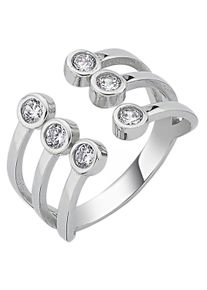 Jobo Damen Fingerring, 58, Silber 925 (Sterlingsilber), silber, Silber 925 (Sterlingsilber), Fingerringe, offen 925 Silber mit 6 Zirkonia