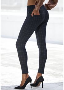 Lascana Damen Leggings, Gr. 36, gelb, Strick, Obermaterial: 61% Polyester, 34% Viskose, 5% Elasthan, kariert, feminin, Hosen, mit Karo Design
