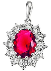 Firetti Damen Ketten-Anhänger "Schmuck Geschenk Silber 925 Halsschmuck Anhänger Lady D Royal", Silber 925 (Sterlingsilber), 2,10 g, pink, Silber 925