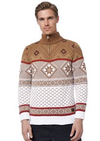 Rusty Neal Herren Strickpullover, braun, casual, Gr. XXL, mehrfarbig, unifarben, 70% Polyacryl, 30% Baumwolle, Pullover, mit winterlichem Muster