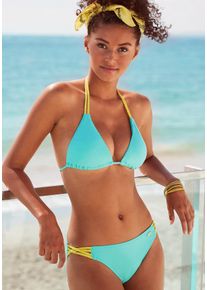 Venice Beach Damen Bikini-Hose "Anna", grün, Gr. 34, unifarben, kontrastfarbene Details, Microfaser, Polyamid, Badehosen, mit geflochtenen Bändern