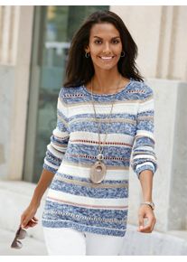 Casual Looks Damen Strickpullover "Pullover", blau, Gr. 38, gemustert, mehrfarbig, meliert, gestreift, 54% Baumwolle, 46% Polyacryl, Pullover