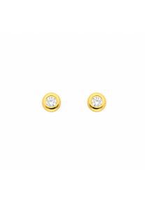 Adelia´s ADELIA ́S Damen Paar Ohrhänger "1 Paar 925 Silber Ohrringe / Ohrstecker mit Zirkonia Ø 3,5 mm", Damen, Silber 925 (Sterlingsilber), gold, Silber 925