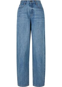 Urban Classics Damen Bequeme Jeans "Urban Classics Damen Ladies High Waist 90 ́S Wide Leg Denim Pants", blau, casual, Gr. 30, unifarben, 100%