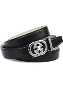 Anthoni Crown Damen Ledergürtel, schwarz, Gr. 80, unifarben, Leder, Gürtel, Eleganter Klassiker in schwarz mit Glitzersteinen