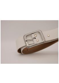 AnnaMatoni Damen Ledergürtel, weiß, casual, Gr. 95, unifarben, Rindsleder, Gürtel, mit silberner Schließe