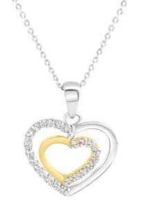 Firetti Damen Kette mit Anhänger "Schmuck Geschenk Silber 925 Halsschmuck Halskette Ankerkette Herz", Silber 925 (Sterlingsilber), L: 45cm B: 1mm,