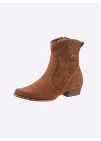Heine Damen Stiefelette, Gr. 39, braun, Leder, Veloursleder, modisch, Schuhe