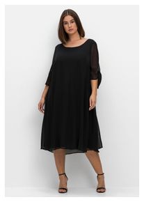 sheego Damen Midikleid "Große Größen", schwarz, elegant, Gr. 58, unifarben, Obermaterial: 100% Polyester;Futter: 95% Viskose, 5% Elasthan, Kleider,