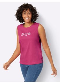 Casual Looks Damen Shirttop, pink, Gr. 38, unifarben, gemustert, 100% Baumwolle, Tops