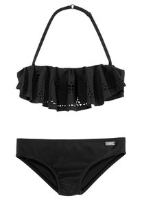 Buffalo Kinder Bandeau-Bikini, schwarz, Gr. 122, unifarben, Polyamid, Bikini-Sets, mit modischem Volant