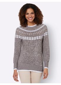 Casual Looks Damen Norwegerpullover "Pullover", grau, Gr. 40, gemustert, mehrfarbig, meliert, Norwegermuster, 60% Polyacryl, 40% Baumwolle, Pullover