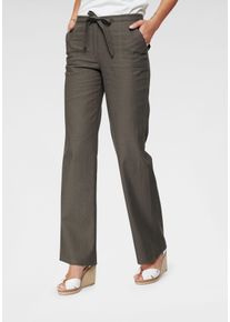 Aniston CASUAL Damen Leinenhose, braun, Basic, Gr. 44, Leinenoptik, unifarben, Web, Obermaterial: 55% Leinen, 45% Viskose, Hosen, mit Bindeband