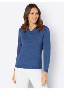 Classic Basics Damen Strickpullover "Langarm-Pullover", blau, Gr. 42, meliert, 100% Polyacryl, Pullover