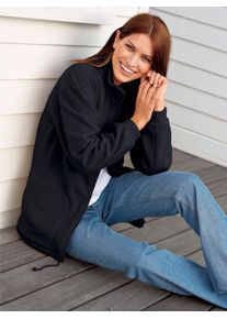 Casual Looks Damen Fleecejacke, schwarz, Gr. 46, unifarben, 100% Polyester, Jacken