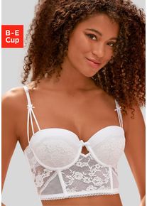 Lascana Damen Corsage, Gr. 70, weiß, Spitze, Obermaterial: 60% Polyamid, 35% Polyester, 5% Elasthan, feminin, Corsagen, mit edler Spitze und feinem