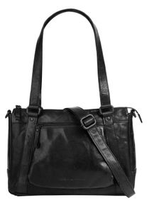 SPIKES & SPARROW Damen Henkeltasche, SPIKES & SPARROW, schwarz, Leder, unifarben, leicht glänzend, Taschen, echt Leder
