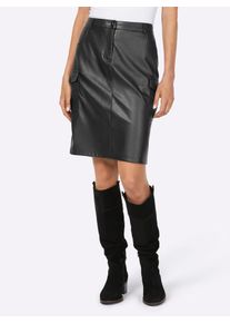 Heine Damen Lederimitatrock, schwarz, Gr. 38, unifarben, 100% Polyester, Röcke