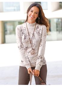 Inspirationen Damen Strickpullover "Pullover", beige, Gr. 40, gemustert, mehrfarbig, bedruckt, 60% Viskose, 40% Baumwolle, Pullover