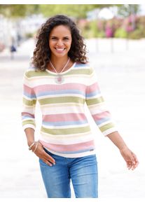 Casual Looks Damen Streifenpullover "Pullover", rosa, Gr. 40, gemustert, mehrfarbig, gestreift, 50% Baumwolle, 50% Polyacryl, Pullover
