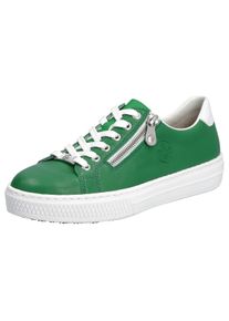 Rieker Damen Plateausneaker, Gr. 38, grün, Leder, sportlich, Schuhe, mit seitlichem Reißverschluss, Freizeitschuh, Halbschuh, Schnürschuh