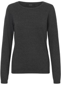 Véro Moda VERO MODA Damen Rundhalspullover "VMCARE STRUCTURE LS O-NECK BLOUSE", grau, feminin, Gr. M, meliert, Strick, Obermaterial: 100% Baumwolle, Pullover,