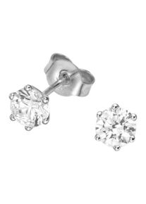 Firetti Damen Paar Ohrstecker "Schmuck Geschenk Gold 750 Ohrschmuck Solitär", 0,01 ct P2 = erkennbare Einschlüsse, Weißgold 585-Diamanten, weiß,