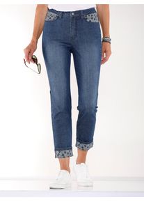 Classic Basics Damen Bequeme Jeans, blau, Gr. 25, gemustert, mehrfarbig, 70% Baumwolle, 29% Polyester, 1% Elasthan, Jeans