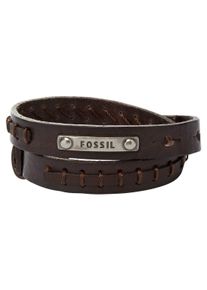 Fossil Damen Wickelarmband "JF87354040", Edelstahl-Leder, braun, Edelstahl, Leder, Armbänder