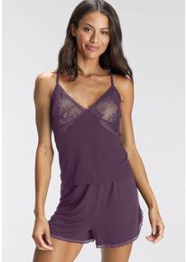 Bruno Banani Damen Shorty, Gr. 36, lila, Single Jersey, Obermaterial: 95% Viskose, 5% Elasthan. Spitze: 95% Polyester, 5% Elasthan, feminin,