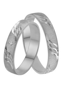 Firetti Trauring "Schmuck Geschenk Gold 375 Hochzeit Ehering "LIEBE" Welle", 18, 0,01 ct SI = kleine Einschlüsse mit Brillant, Weißgold 375, 4mm,