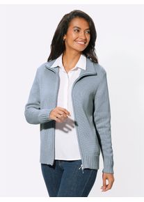 Casual Looks Damen Strickjacke, blau, Gr. 40, unifarben, 50% Baumwolle, 50% Polyacryl, Strickjacken