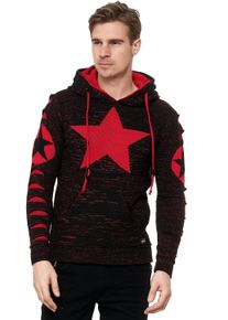 Rusty Neal Herren Kapuzensweatshirt, schwarz, sportlich, Gr. L, mehrfarbig, 70% Polyacryl, 30% Baumwolle, Sweatshirts, mit großem Stern-Design