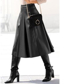 Lascana Damen Lederimitatrock, schwarz, modisch, Gr. 36, unifarben, Stoff, Obermaterial: 100% Polyester. Beschichtung: 100% Polyurethan, Röcke, in