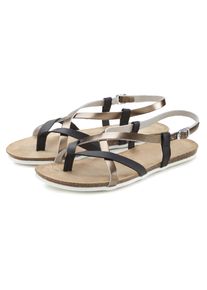 Vivance Damen Zehentrenner, Gr. 39, schwarz, Obermaterial: 100% Rindsleder. Decksohle: 100% Rindsleder. Laufsohle: 100% Synthetik, metallic,