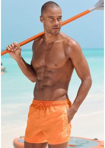 Bench. Herren Badeshorts, orange, Gr. M, unifarben, Microfaser, Polyester, Badehosen, mit seitlichem Logoschriftzug