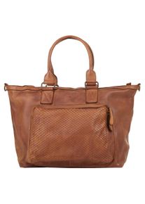 Samantha Look Damen Shopper, braun, Leder, vintage, Taschen, echt Leder, Made in Italy