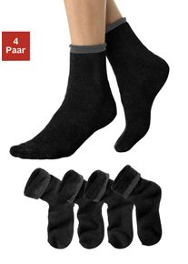 Lavana Damen Kuschelsocken, Gr. 35, schwarz, Polyamid, Baumwolle, Elasthan, unifarben, Socken, mit Innenfrottee