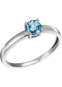 Firetti Damen Fingerring "Schmuck Geschenk Gold 375 Gold 585 Goldring Solitär", 56, Weißgold 375, 1,55mm, blau, Weißgold 375, Fingerringe, mit