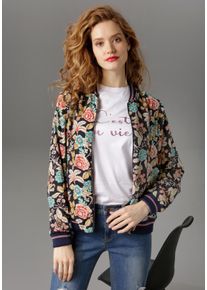 Aniston CASUAL Damen Blouson, bunt, modisch, Gr. 40, geblümt, bedruckt, Cru00eape, Web, Obermaterial: 100% Polyester. Futter: 100% Polyester, Jacken,