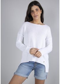 Please Jeans Damen Rundhalspullover "PL-M49", weiß, casual, Gr. 1, unifarben, Feinstrick, Obermaterial: 50% Baumwolle, 50% Polyacryl, Pullover, in