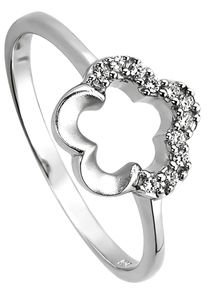 Jobo Damen Fingerring "Ring Blume mit 11 Zirkonia", 52, Silber 925 (Sterlingsilber), silber, Silber 925 (Sterlingsilber), Fingerringe, 925 Silber