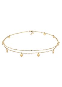 Elli Damen Collier "Choker Layer Look Kugelkette Plättchen 925 Silber", 36, ohne Stein, Silber 925 (Sterlingsilber), L: 36cm, gold, Silber 925