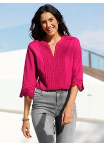 Inspirationen Damen Schlupfbluse, pink, Gr. 40, unifarben, 50% Baumwolle, 50% Polyester, Spitze:100% Baumwolle, Blusen