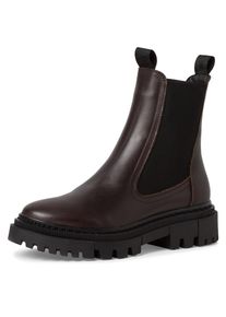 Tamaris Damen Chelseaboots, Gr. 38, braun, Leder, Elastischer Einsatz, unifarben, klassisch, Schuhe