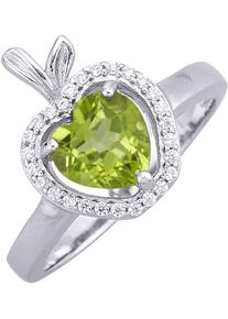 Firetti Damen Fingerring "Schmuck Geschenk Silber 925 Damenring Ring Apfel Herz", 60, Silber 925 (Sterlingsilber), 2,5mm, grün, Silber 925