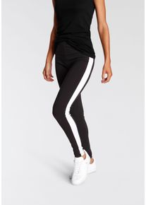 Flashlights Damen Leggings, schwarz, casual, Gr. 50, unifarben mit Farbeinsatz, Jersey, Obermaterial: 95% Baumwolle, 5% Elasthan, Hosen, Mit