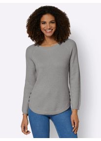 Casual Looks Damen Rundhalspullover "Pullover", grau, Gr. 38, unifarben, gemustert, 50% Baumwolle, 50% Polyacryl, Pullover